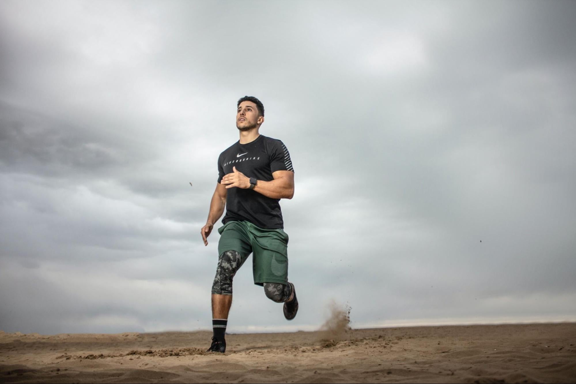 Man on a run outside