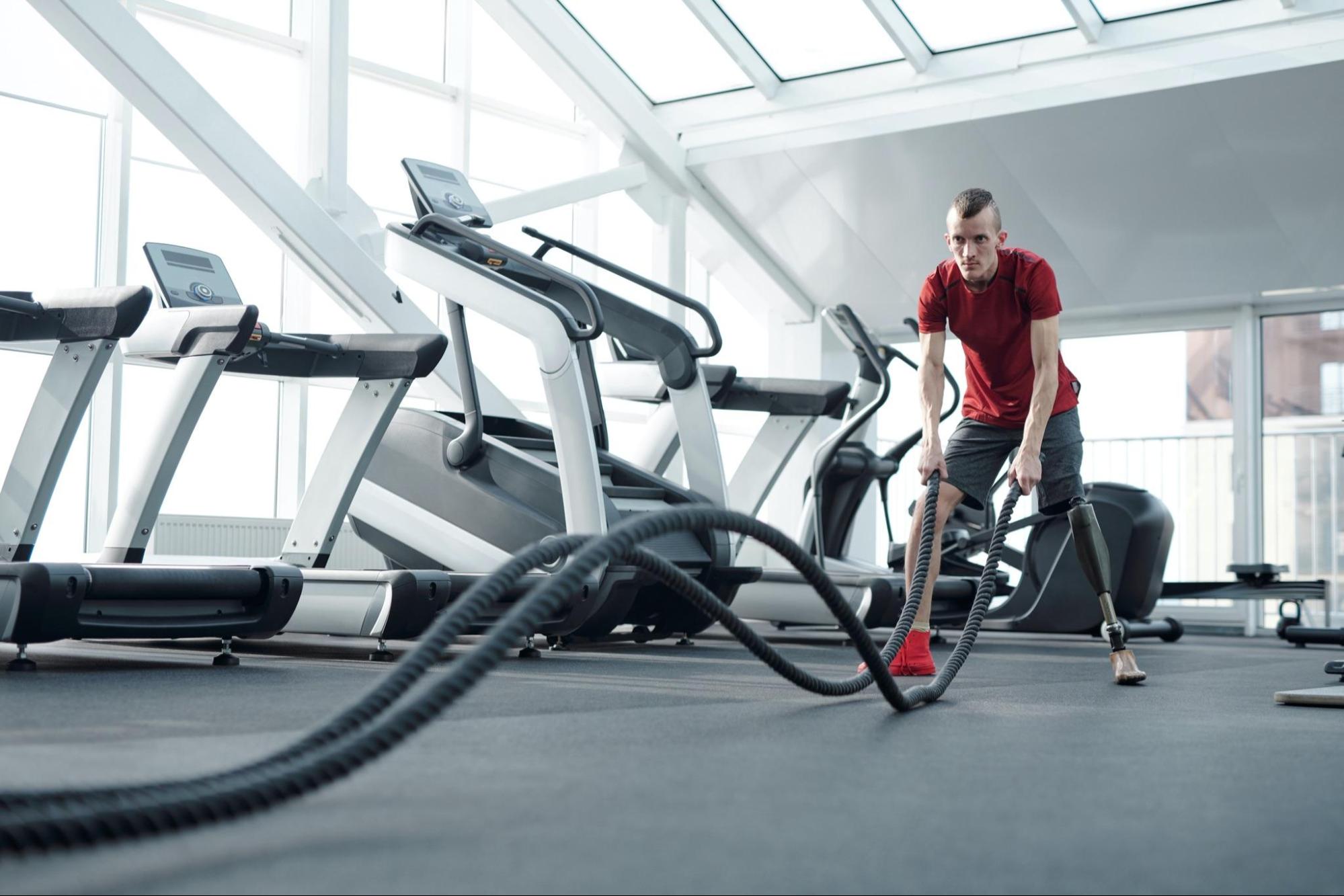  Skinny man exercising