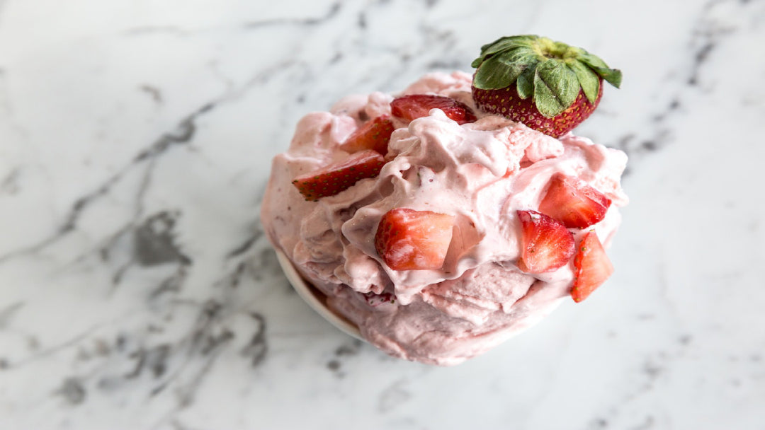 strawberry ice cream with strawberries